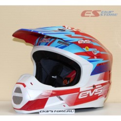 Шлем (кроссовый)  EVS T5 SPEEDWAY (красный/синий глянцевый)