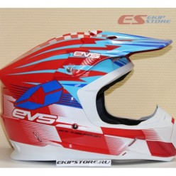 Шлем (кроссовый)  EVS T5 SPEEDWAY (красный/синий глянцевый)