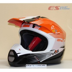 Шлем (кроссовый)  EVS T5 WORKS (оранжевый/белый/черный глянцевый)