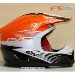 Шлем (кроссовый)  EVS T5 WORKS (оранжевый/белый/черный глянцевый)