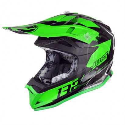 Шлем (кроссовый) JUST1 J32 PRO Kick зеленый/белый/титановый