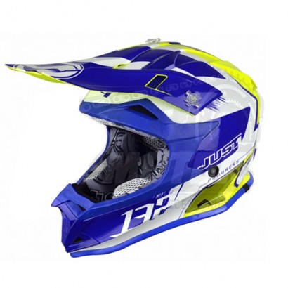 Шлем (кроссовый) JUST1 J32 PRO Kick белый/синий/желтый